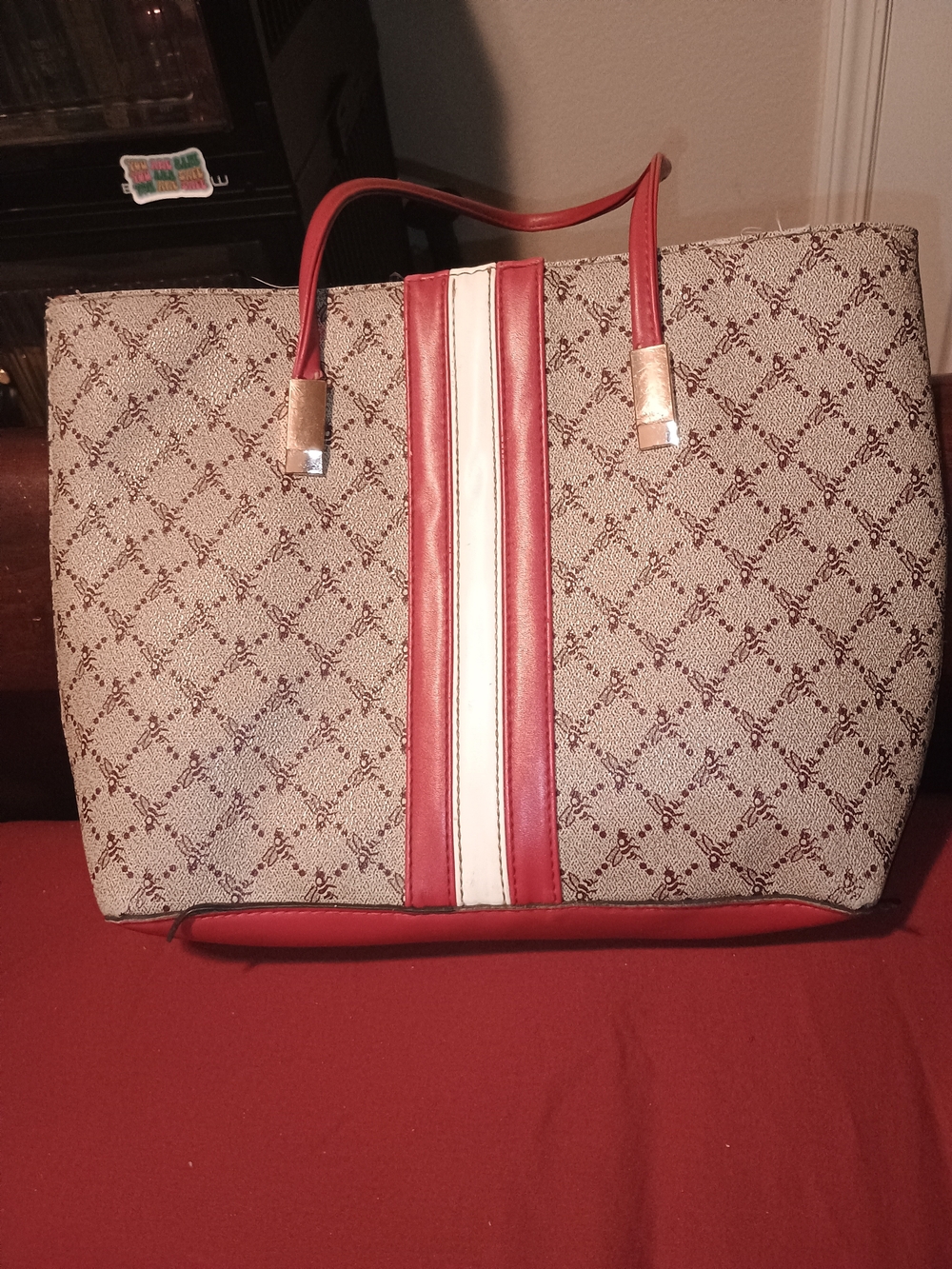 Red and Cream Stripe Tote Bag - Women's Everyday Carry